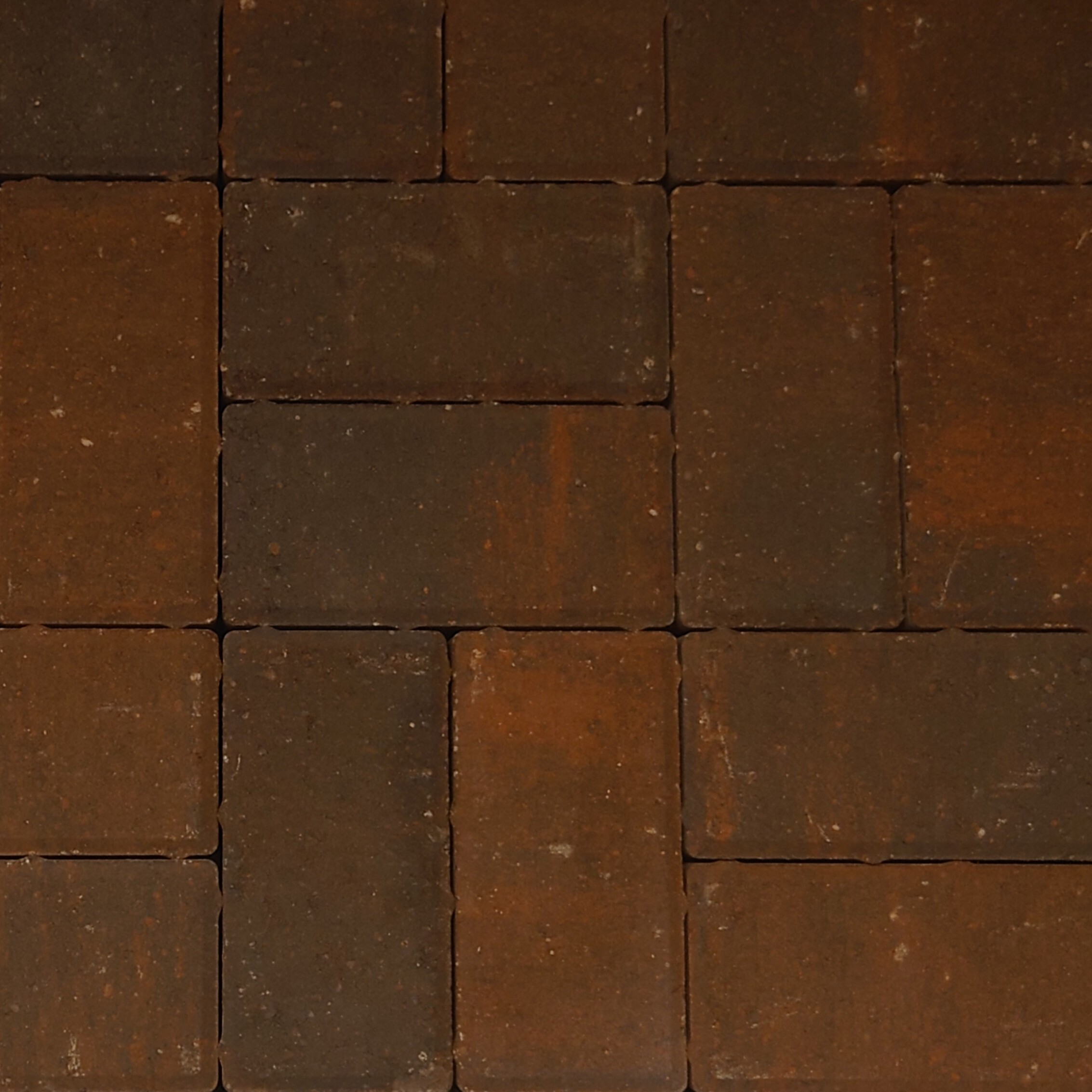 Close-up of Kilsaran Slane 50mm Driveway Brindle, showing rectangular brown bricks arranged in a grid with subtle color and texture variations.