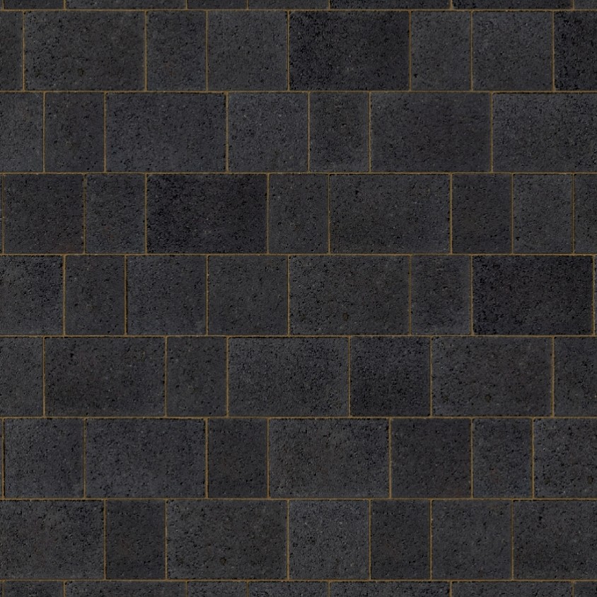 A close-up of the Kilsaran Lismore 50mm Driveway Charcoal, featuring rectangular bricks in a horizontal pattern with thin mortar lines for a classic Rustic block paving look.