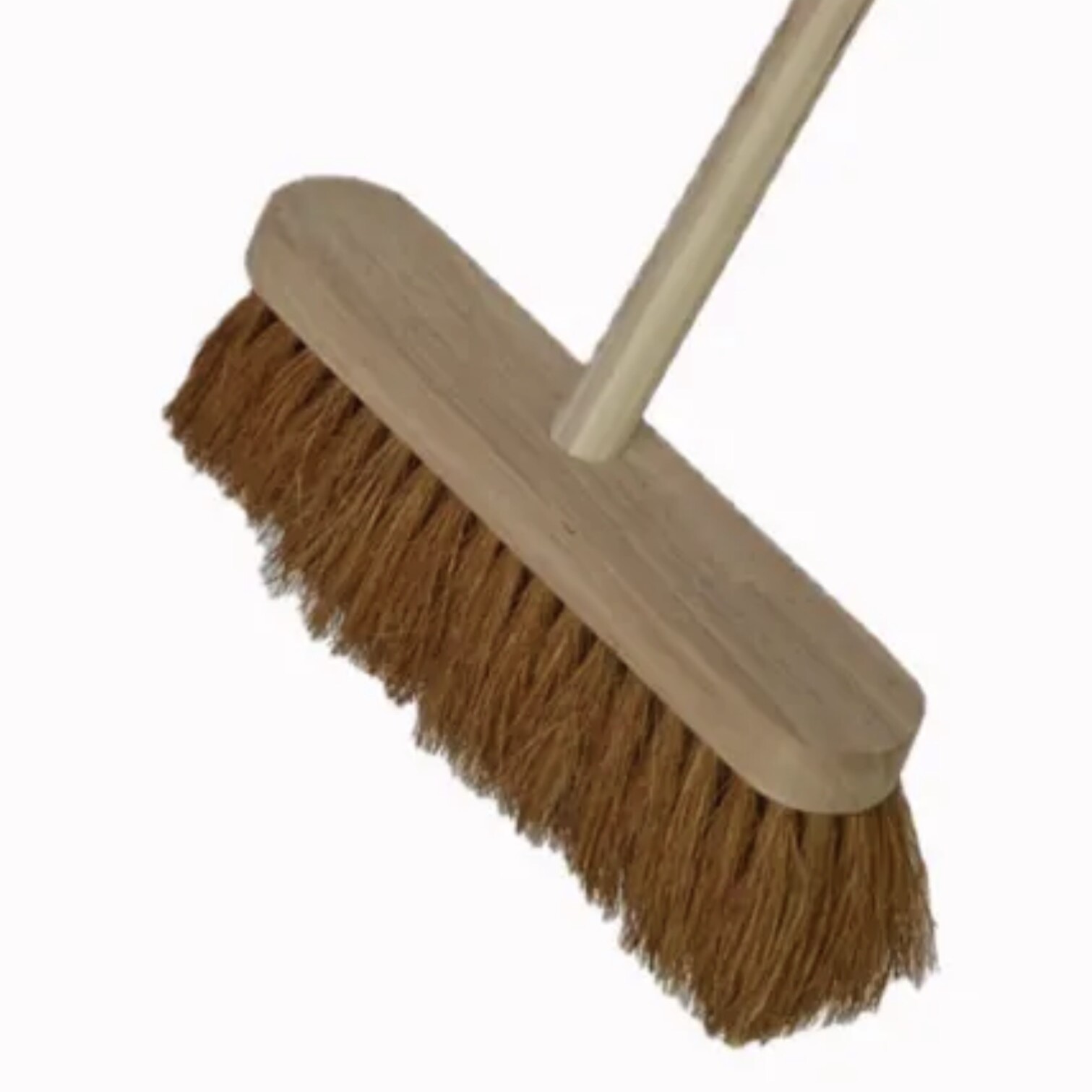 The Broom Soft Coco 300mm (12″) is a wooden push broom with dense brown bristles and a long handle, displayed against a plain background.