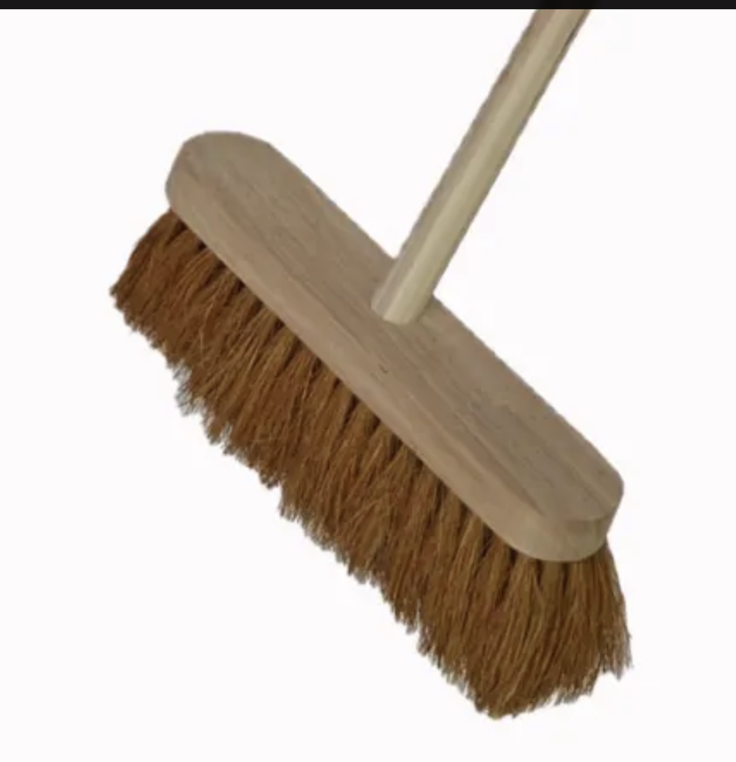 The Broom Soft Coco 300mm (12″) is a wooden push broom with dense brown bristles and a long handle, displayed against a plain background.