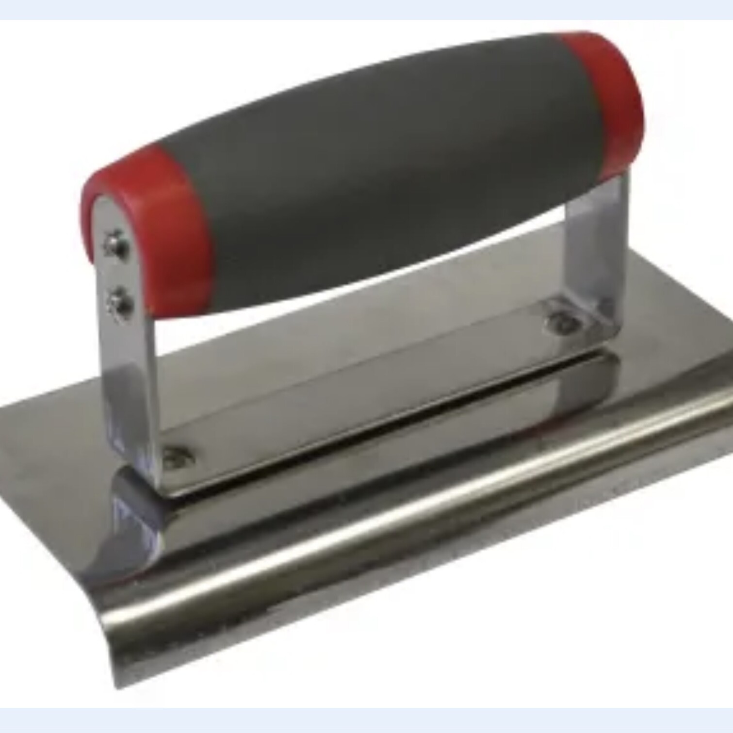 The Trowel Edging Soft Grip Handle 150 x 75mm features a curved stainless steel blade and a black and red soft grip handle, making it ideal for smoothing or levelling surfaces and perfect for precise pointing tasks.